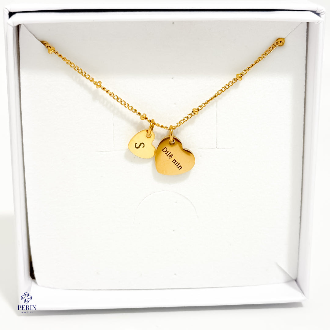 kurdish engraved necklace initial gold stainless steel waterproof dile min