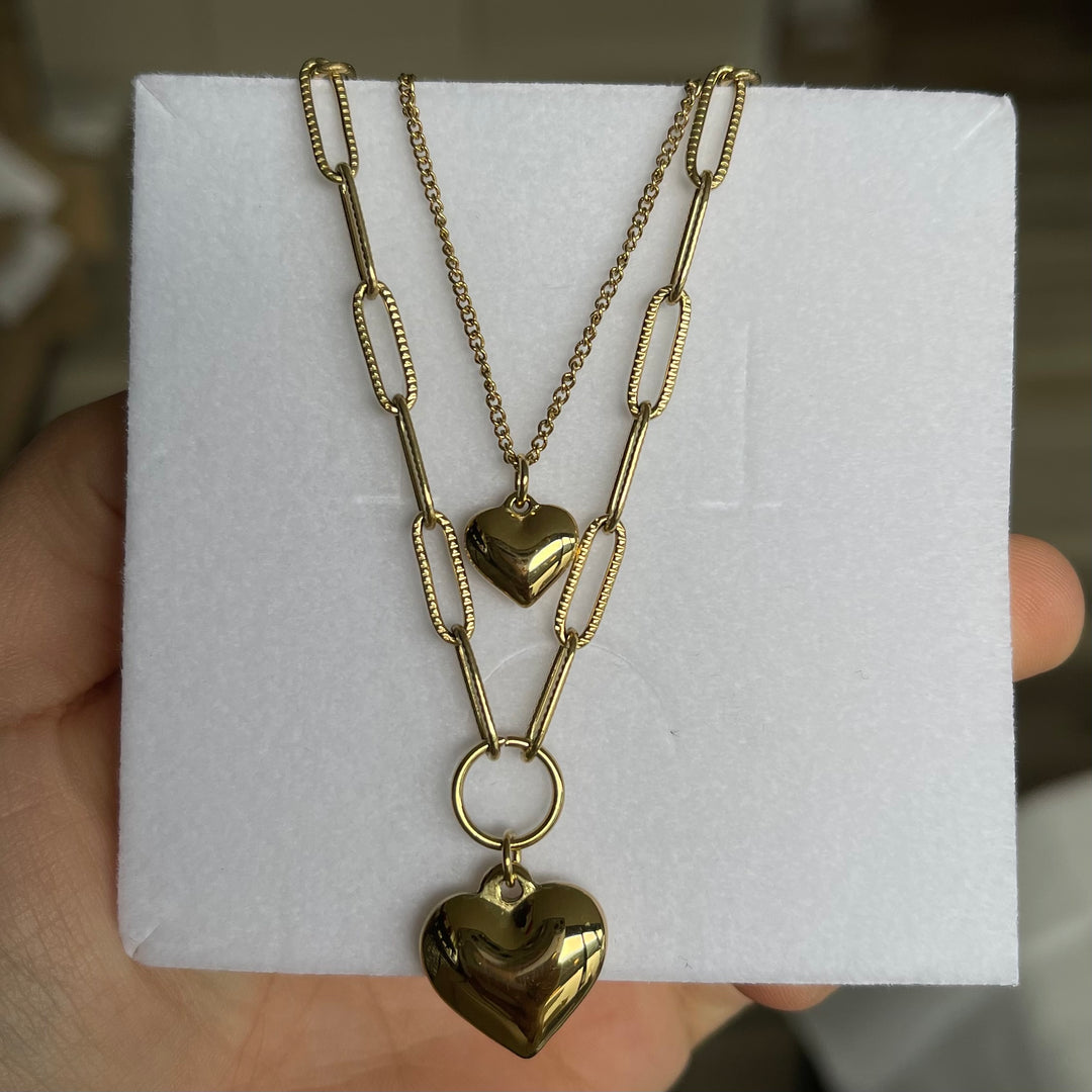 Double heart necklace