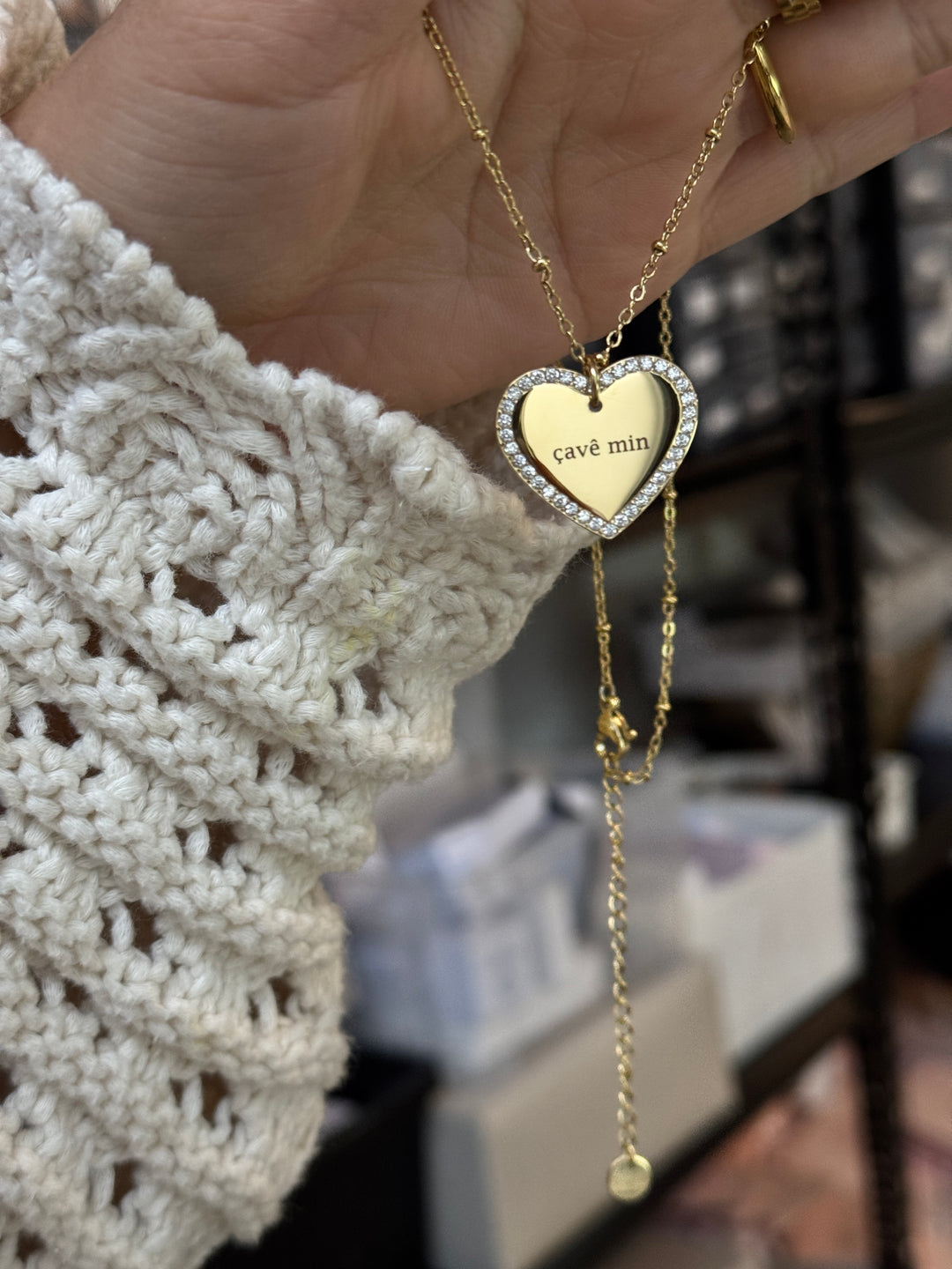 Diamond heart engravable necklace