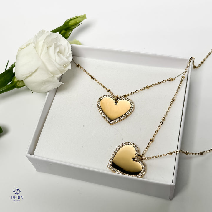 Diamond heart engravable necklace