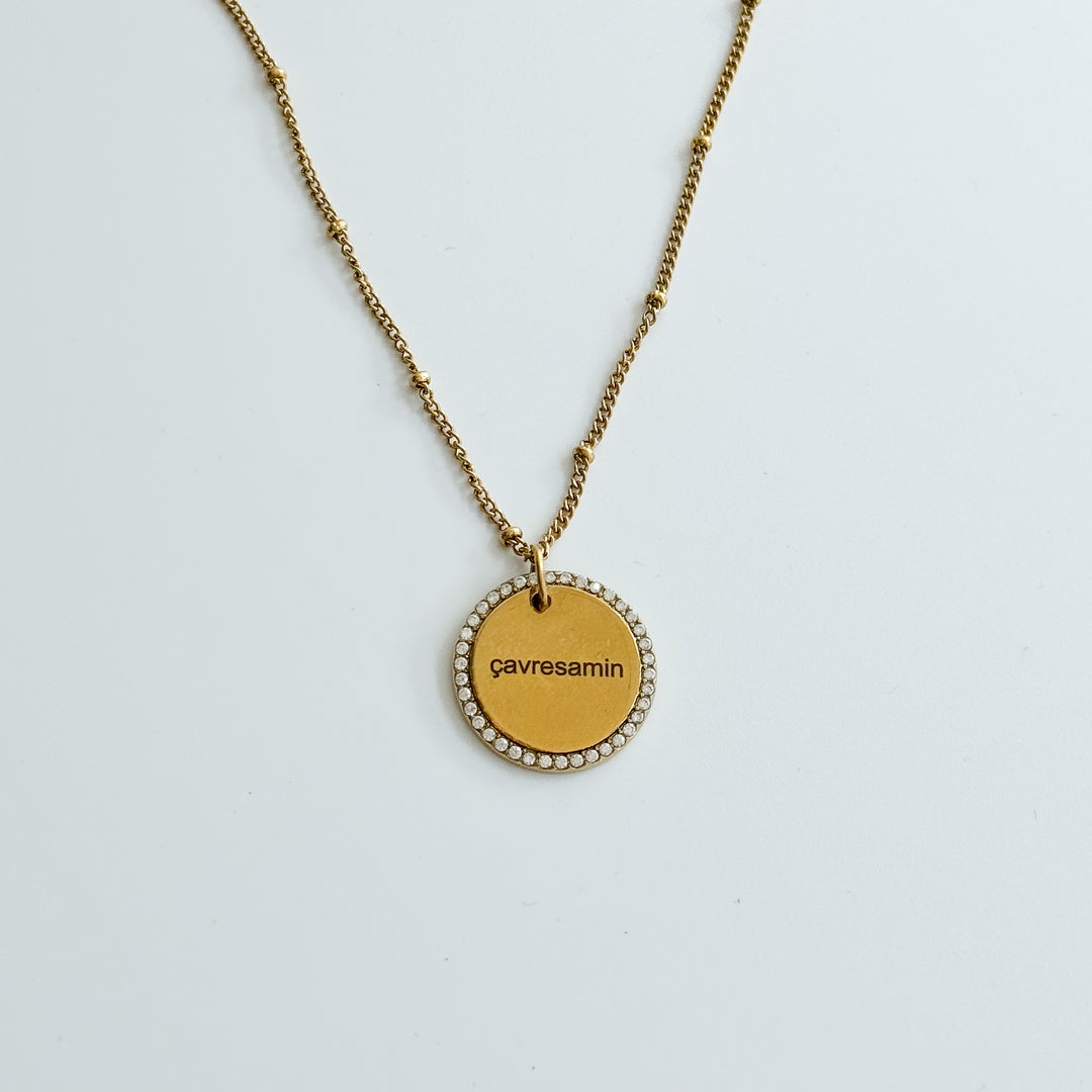 Thin engravable coin necklace