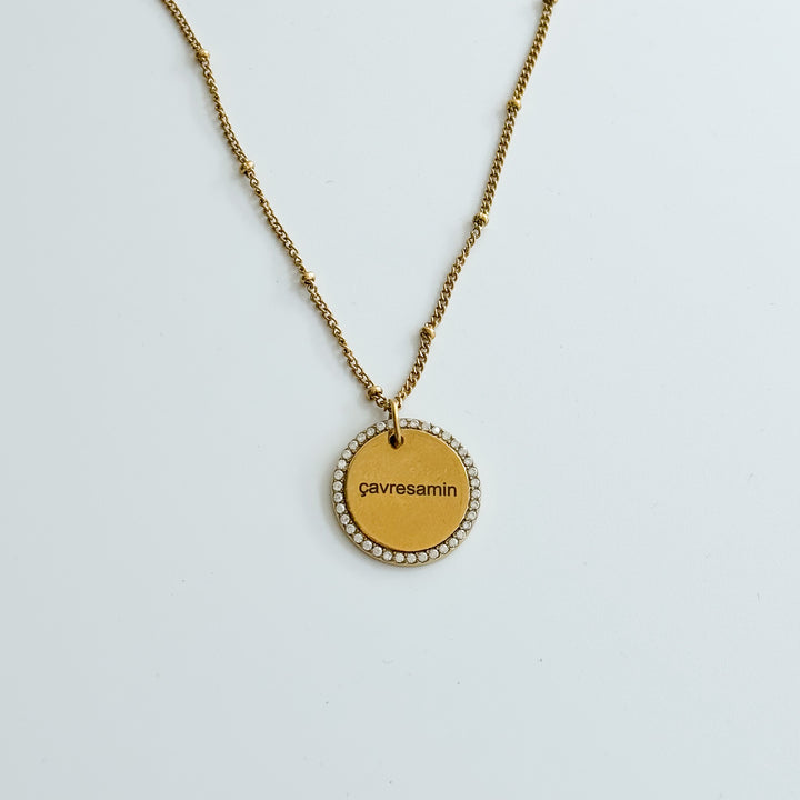 Thin engravable coin necklace