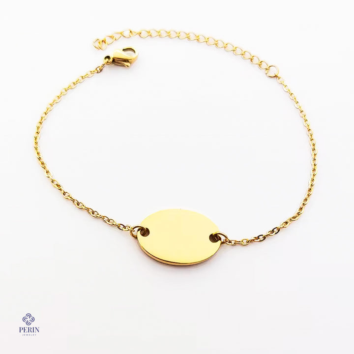 Oval engravable bracelet gold