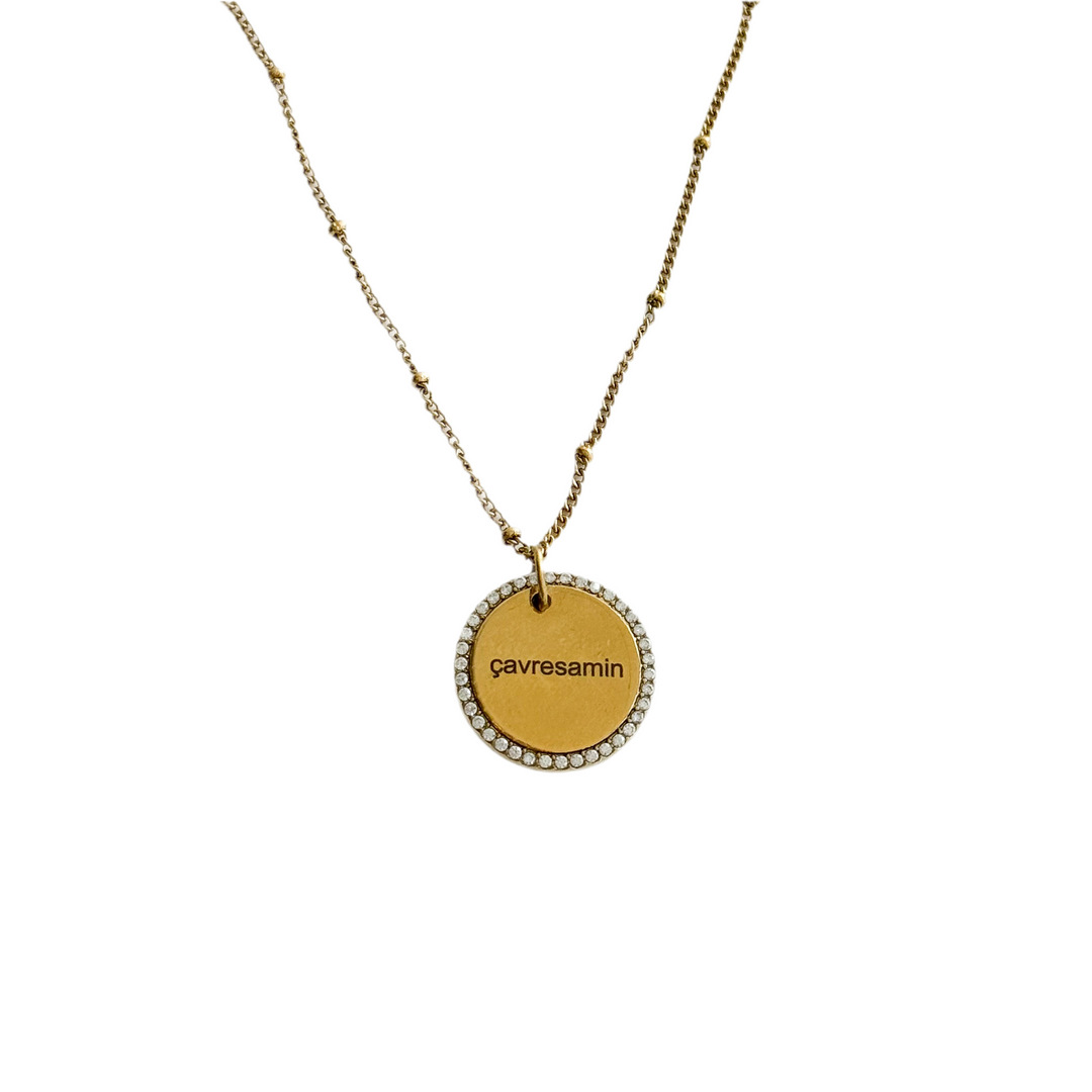 Thin engravable coin necklace