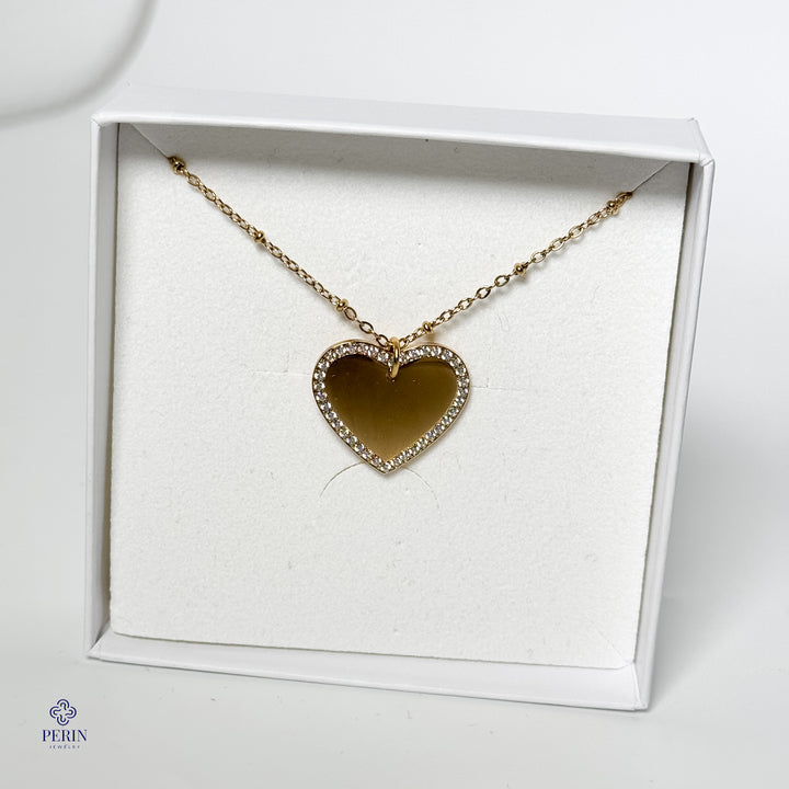 Diamond heart engravable necklace