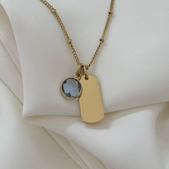 Blue stone engravable necklace